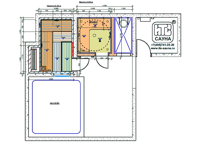 Проект хамама с комнатой отдыха